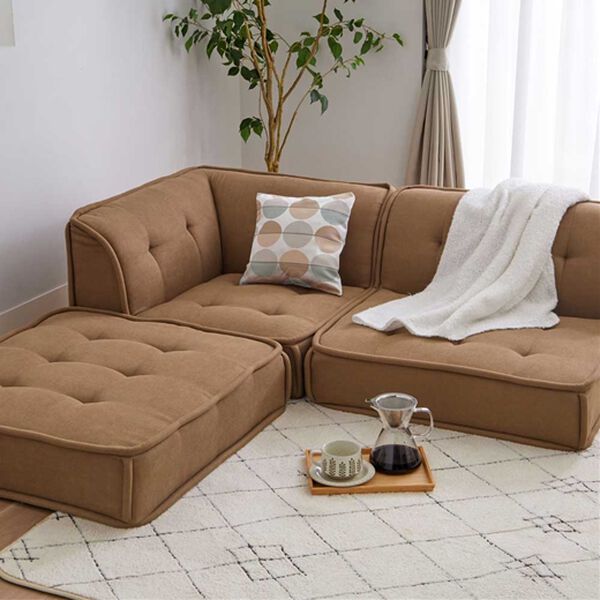 iellio（イエリオ）の「ボリュームフロアソファ（ソファ）」｜シナモンブラウン