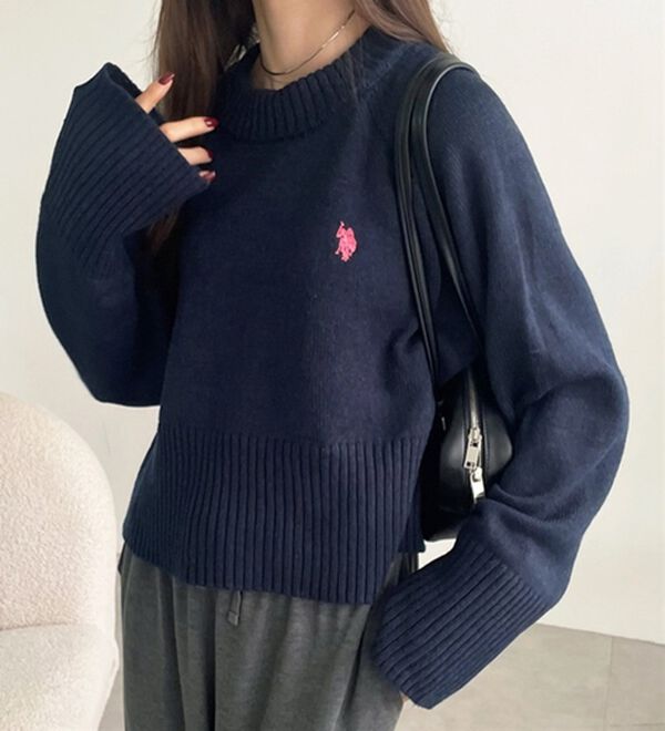 GeeRA（ジーラ）の「【ＵＳ．ＰＯＬＯ　ＡＳＳＮ】ショート丈ニット（ニット・セーター）」｜詳細画像