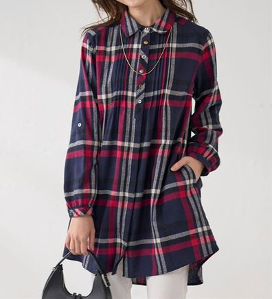 BELLUNA（ベルーナ）の「多ボタン使いチェック柄シャツチュニック（チュニック）」