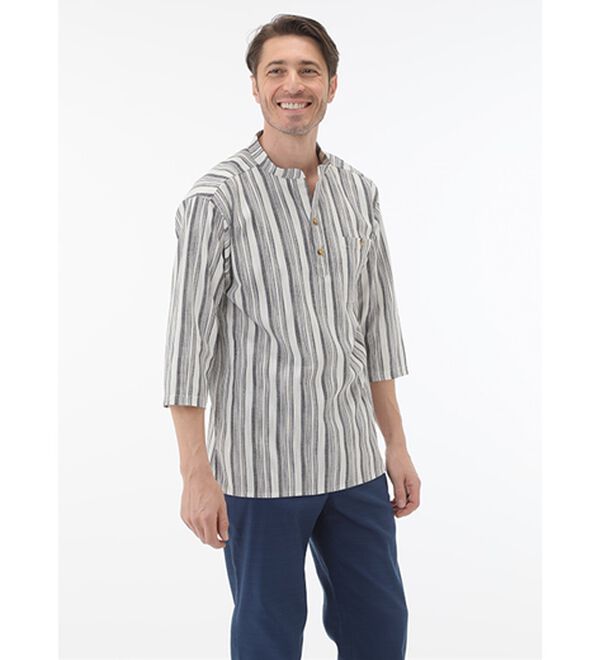 「ざっくり木綿のゆったりリラックスシャツ（メンズシャツ）」｜詳細画像