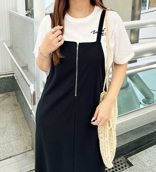 GeeRA（ジーラ）の「ハーフジップキャミワンピース（カットソーワンピース）」｜詳細画像