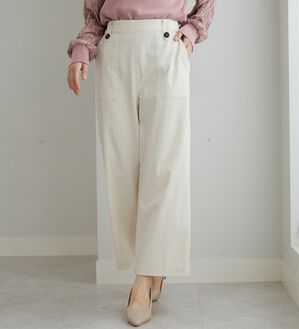 BELLUNA（ベルーナ）の「《快適Ｌａｂ．》サラもち！快適ビンテージ調素材ワイドパンツ（ワイドパンツ・ガウチョ）」｜アイボリー