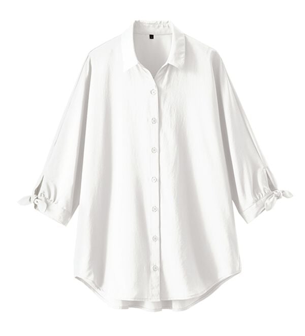 BELLUNA（ベルーナ）の「【吸水速乾】イージーケア！袖リボンシャツチュニック（チュニック）」｜詳細画像