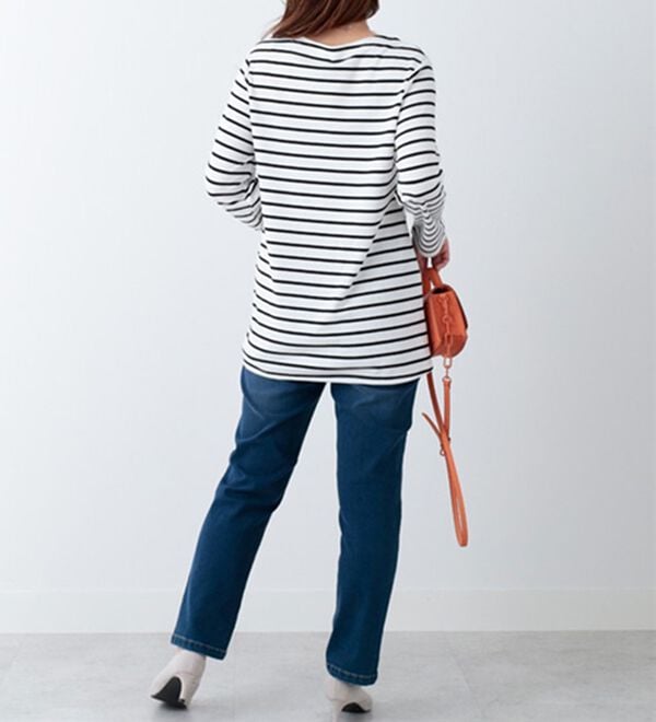 BELLUNA（ベルーナ）の「柔らかポンチ素材ボーダープルオーバー（カットソー）」｜詳細画像