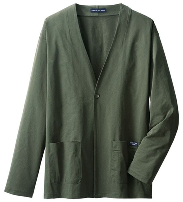 「部屋着に見せない！大人のカーディガン（メンズカーディガン）」｜カーキ(カーディガン)