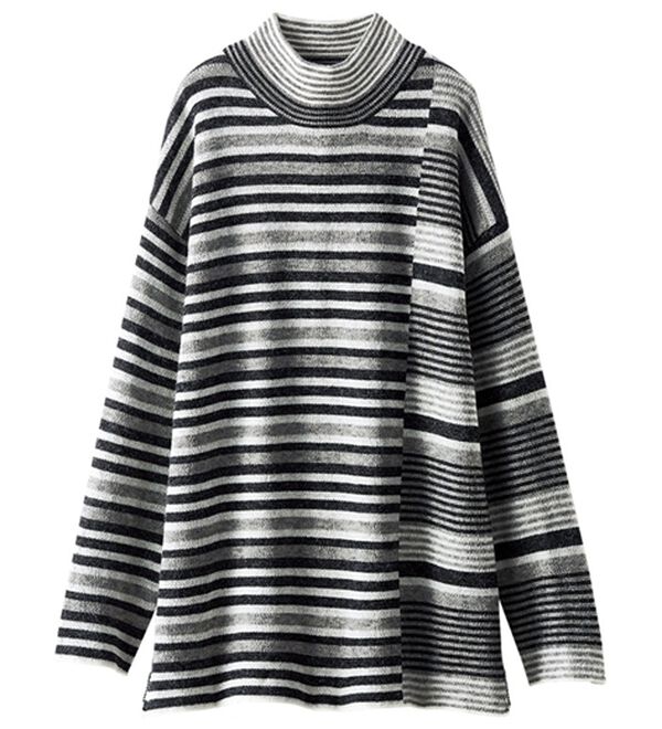 BELLUNA（ベルーナ）の「マルチボーダー柄ニットチュニック（チュニック）」｜詳細画像