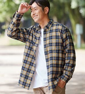 「＜アウトドアプロダクツ＞ふんわり起毛柔らかチェックネルシャツ（メンズシャツ）」｜詳細画像