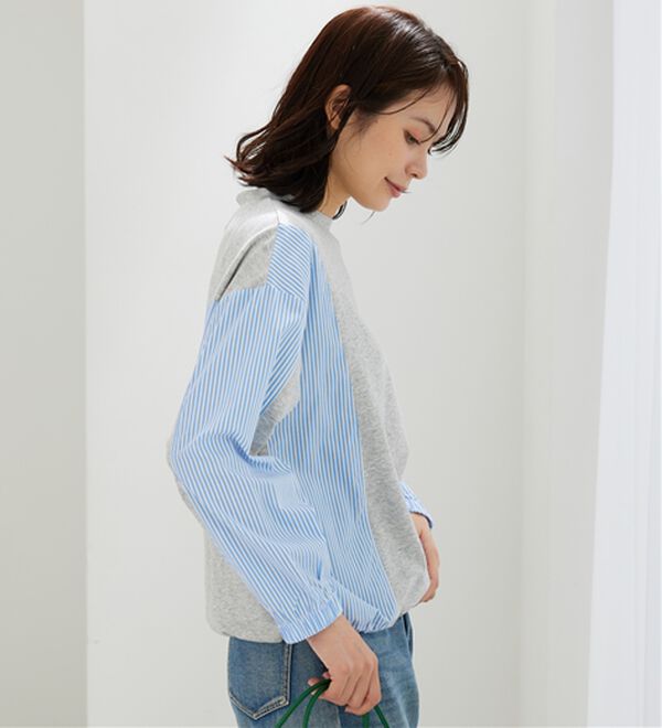 BELLUNA（ベルーナ）の「ストライプ切替デザインプルオーバー（カットソー）」｜詳細画像