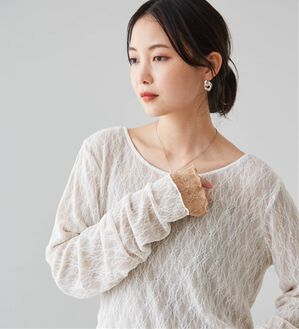 RANAN（ラナン）の「リバーシブルシアーレースＴ（カットソー）」｜ホワイト／ベージュ