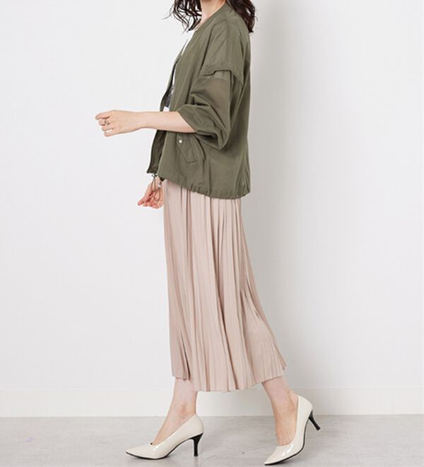 BELLUNA（ベルーナ）の「麻調素材リブ使いシアーブルゾンジャケット（ブルゾン）」｜詳細画像