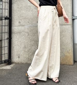 GeeRA（ジーラ）の「麻入りリラックスワイドパンツ（ワイドパンツ・ガウチョ）」｜ナチュラル