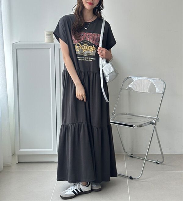 GeeRA（ジーラ）の「ピグメント風ティアードプリントＴシャツワンピース（カットソーワンピース）」｜詳細画像