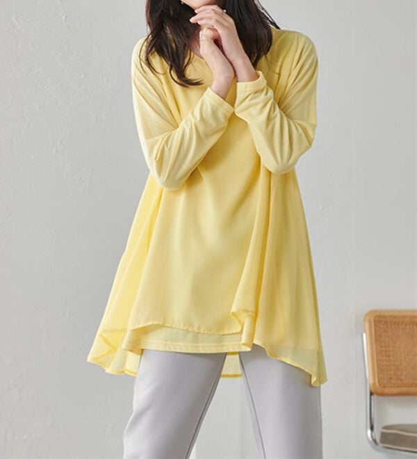 RANAN（ラナン）の「異素材切替フレアーチュニック（チュニック）」｜詳細画像