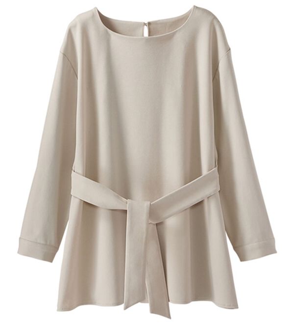 BELLUNA（ベルーナ）の「そのままリラックスリボンデザインブラウス（ブラウス）」｜グレージュ