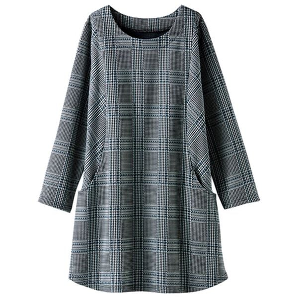 BELLUNA（ベルーナ）の「ジャカード素材ポケットデザインチュニック（チュニック）」｜グレンチェック