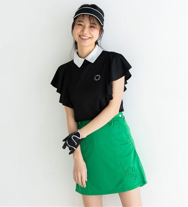 BELLUNA（ベルーナ）の「【三枝こころコラボ】袖フリルプルオーバー（カットソー）」｜ブラック