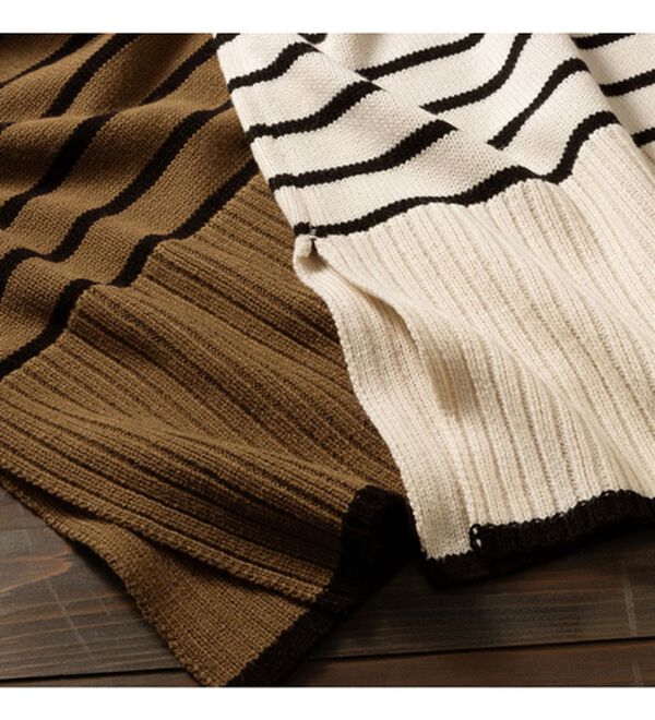 Viola e Viola（ヴィオラ エ ヴィオラ）の「タートルネックボーダー柄ニットトップス（ニット・セーター）」｜詳細画像