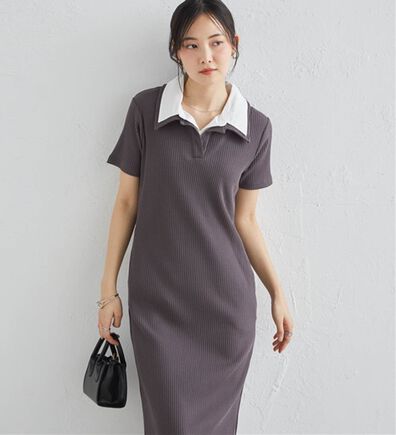 RANAN（ラナン）の「ダブルカラーリブワンピース（カットソーワンピース）」