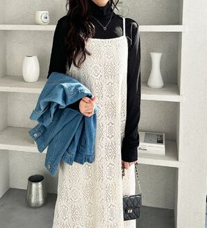 GeeRA（ジーラ）の「前後２ＷＡＹパネルレースキャミワンピース（その他ワンピース）」｜詳細画像