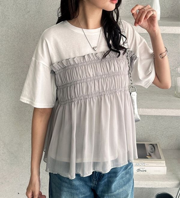 GeeRA（ジーラ）の「シアービスチェドッキングＴシャツ（カットソー）」｜詳細画像
