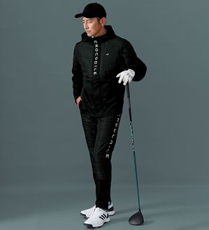 「＜クロコダイル＞アクティブヒート防風ストレッチスーツ（メンズスポーツウェア（トップス））」｜ブラック