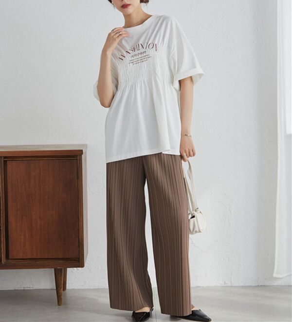 RANAN（ラナン）の「セミワイドプリーツイージーパンツ（フルレングスパンツ）」｜詳細画像