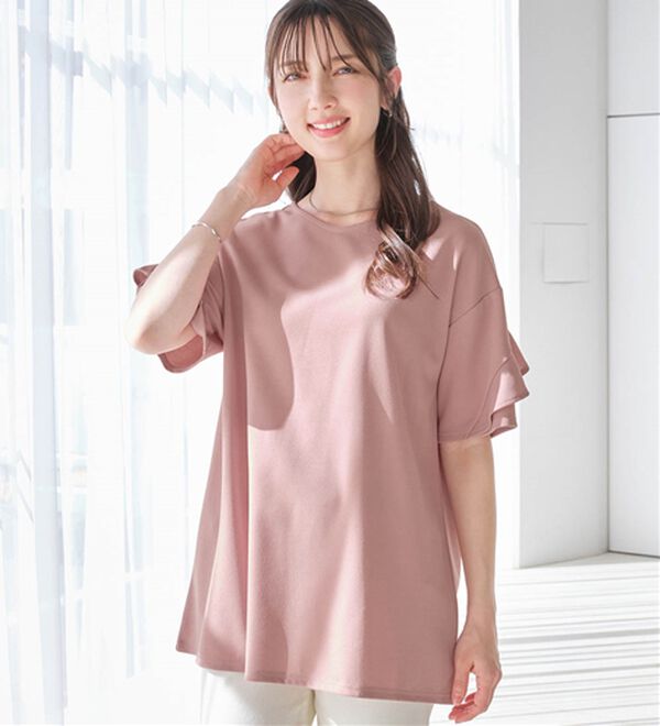 alotta（アロッタ）の「【４つの機能付】ひんやりフリル袖Ｔシャツチュニック（チュニック）」｜詳細画像