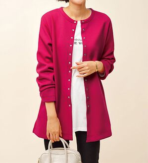 BELLUNA（ベルーナ）の「時短コーデ！ダンボール素材ロングカーデアンサンブル（アンサンブル）」｜ピンク