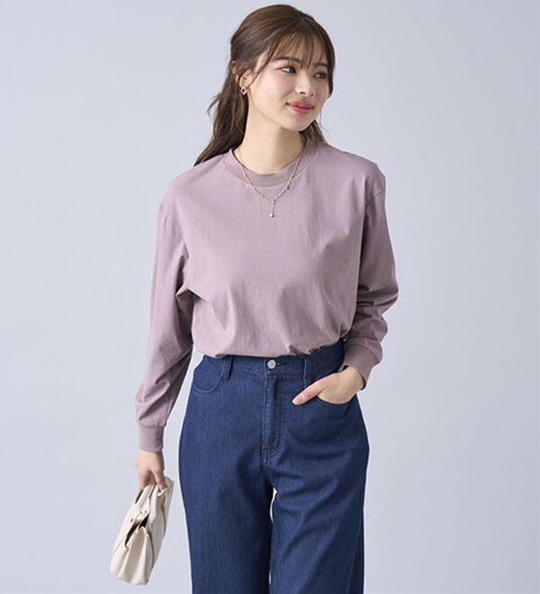 BELLUNA（ベルーナ）の「強撚綿１００％長袖プルオーバー（カットソー）」｜詳細画像