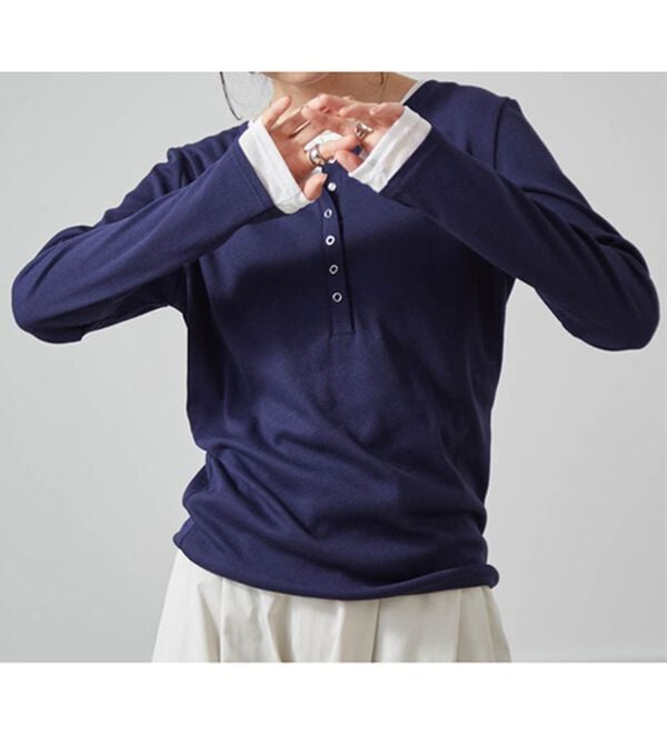 RANAN（ラナン）の「レイヤードヘンリーネックリブTシャツ（カットソー）」｜詳細画像