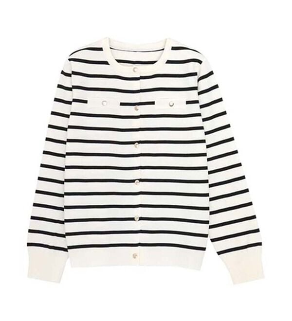 Pierrot（ピエロ）の「上品見えスポンジニットゴールドボタンカーディガン（ニットカーディガン）」｜詳細画像