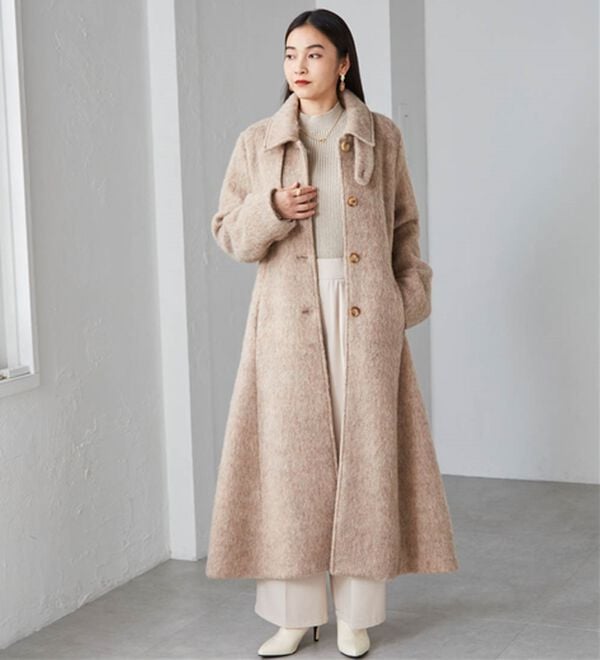 RANAN（ラナン）の「2WAYフレアーステンカラーシャギーコート（ロングコート）」｜詳細画像