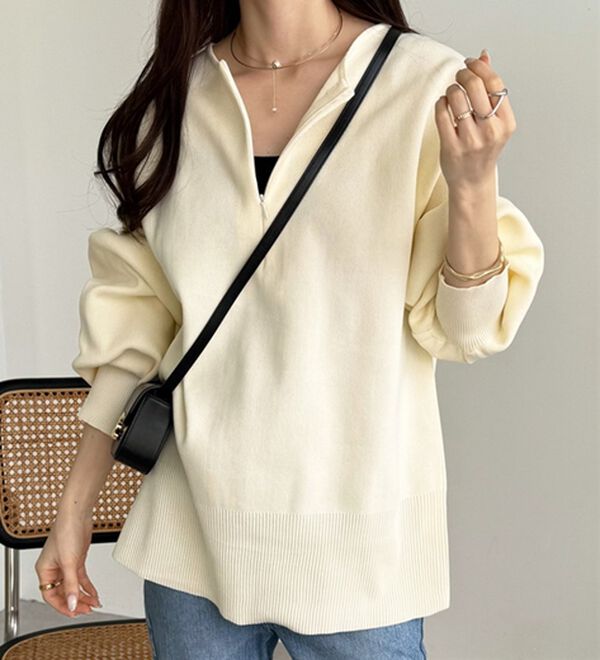 GeeRA（ジーラ）の「ハーフジップニットプルオーバー（ニット・セーター）」｜詳細画像