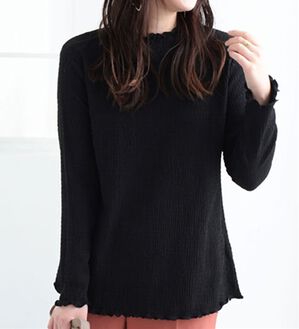 BELLUNA（ベルーナ）の「ジャカード素材ハイネックプルオーバー（カットソー）」｜黒