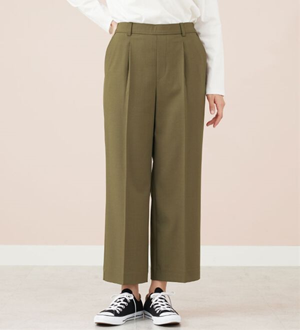 BELLUNA（ベルーナ）の「サラリ美脚見え！タック使いワイドパンツ（ワイドパンツ・ガウチョ）」｜詳細画像