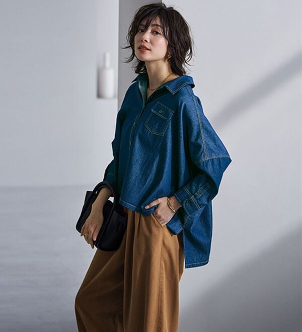 BELLUNA（ベルーナ）の「大人のゆるっと変形デニムシャツ（シャツ）」｜詳細画像