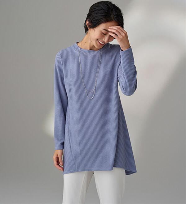 BELLUNA（ベルーナ）の「ふくれ素材フレアーデザインストレッチチュニック（チュニック）」｜詳細画像