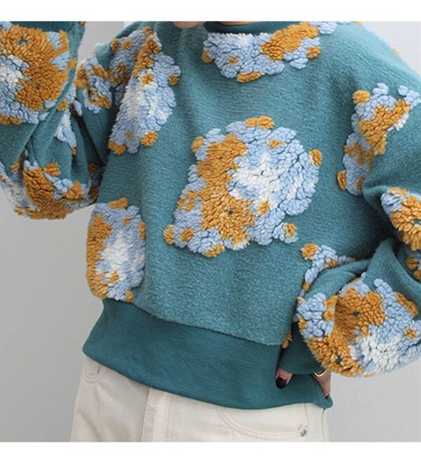 GeeRA（ジーラ）の「花柄ボアジャカードプルオーバー（トレーナー・スウェット）」｜ブルー系