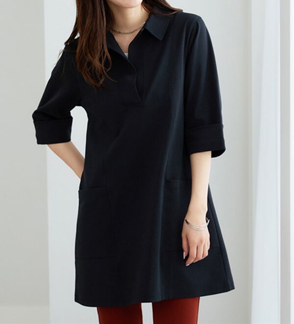 BELLUNA（ベルーナ）の「なめらかポンチ素材衿付きチュニック（チュニック）」｜詳細画像