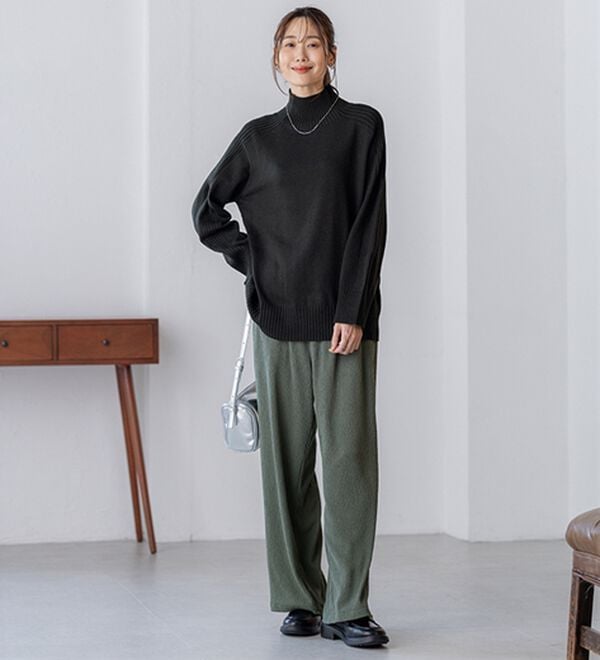 BELLUNA（ベルーナ）の「トレーナーがカジュアルすぎる方に！洗えるリブハイネックニット（ニット・セーター）」｜詳細画像