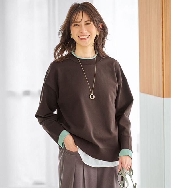 BELLUNA（ベルーナ）の「重ね着風配色スポンディッシュニット（ニット・セーター）」｜詳細画像