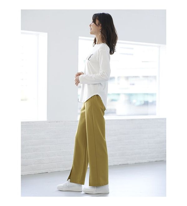 BELLUNA（ベルーナ）の「錯覚美脚！裾スリットセミワイドパンツ（フルレングスパンツ）」｜詳細画像