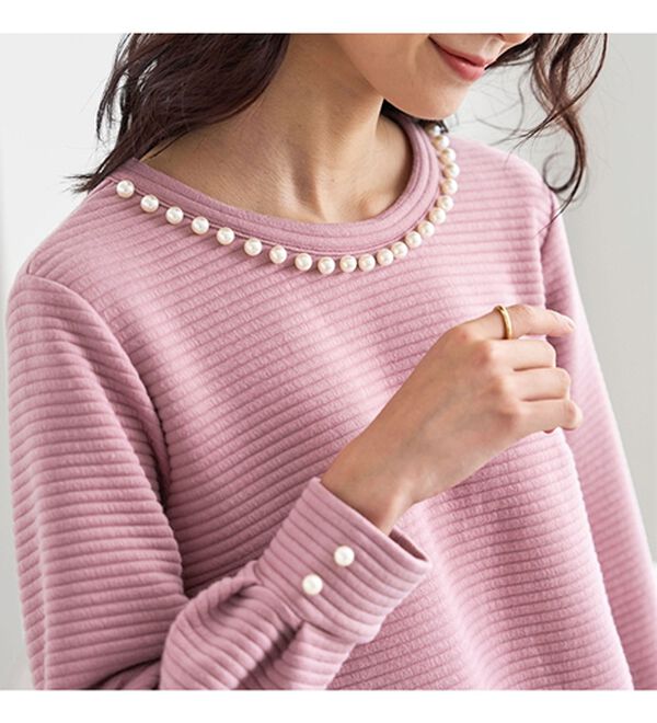 BELLUNA（ベルーナ）の「パール使いふくれジャカードプルオーバー（カットソー）」｜詳細画像