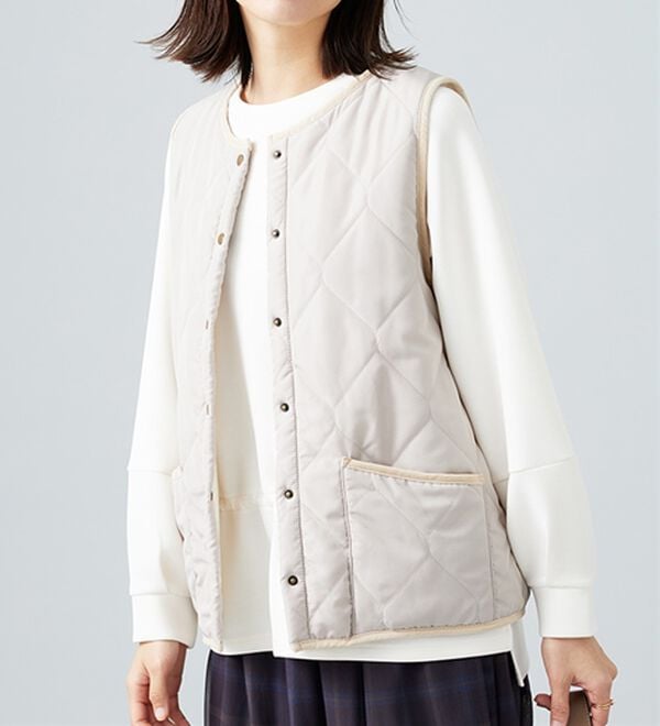 BELLUNA（ベルーナ）の「【洗える！】裏ファー素材中わたキルトベスト（ベスト）」｜詳細画像