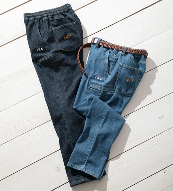 「【２本組】＜フィラ＞サラッと綿麻入りデニム（メンズデニムパンツ）」｜2本組