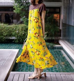 トロピカルプリントギャザーキャミワンピ - ベルーナ【公式】