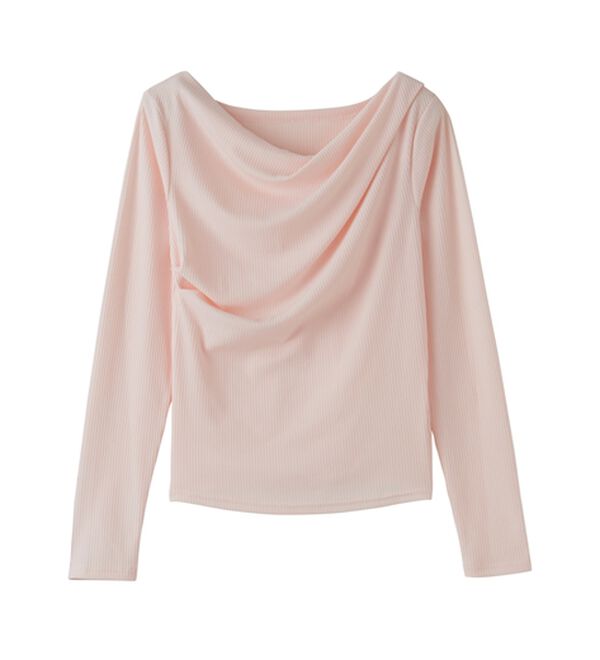 RANAN（ラナン）の「上品ドレープリブロングＴシャツ（カットソー）」｜詳細画像