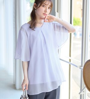 alotta（アロッタ）の「【接触冷感】インナー付チューリップ袖チュニック（チュニック）」｜サックス