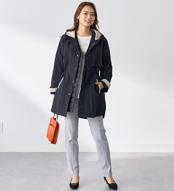 BELLUNA（ベルーナ）の「おしゃれの主役！蓄熱中わたベスト付配色コート（ハーフコート）」｜詳細画像