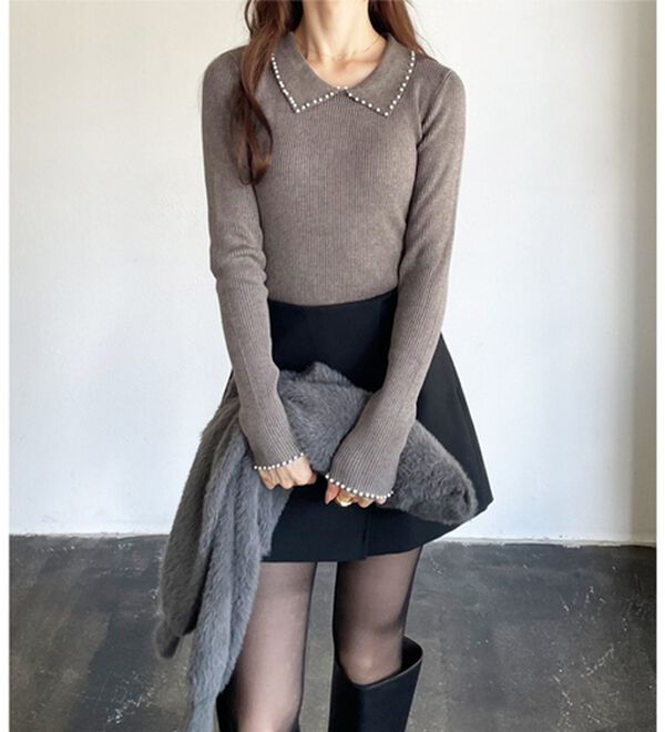 GeeRA（ジーラ）の「【YOUING.】パール衿リブニット（ニット・セーター）」｜詳細画像